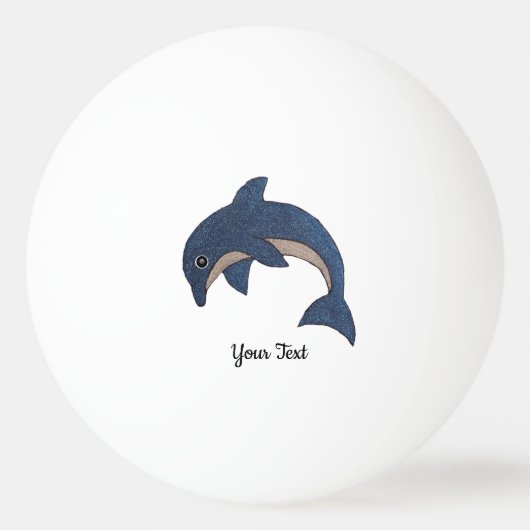 Jumping Glitzer Look Dolphin Dunkelblau und Weiß Tischtennisball (Vorderseite)