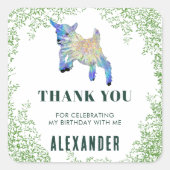 Jumping Goat Birthday Party Danke Quadratischer Aufkleber (Vorderseite)