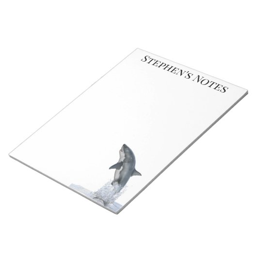Jumping Great White Shark Personalisiert Notizblock (angewinkelt)