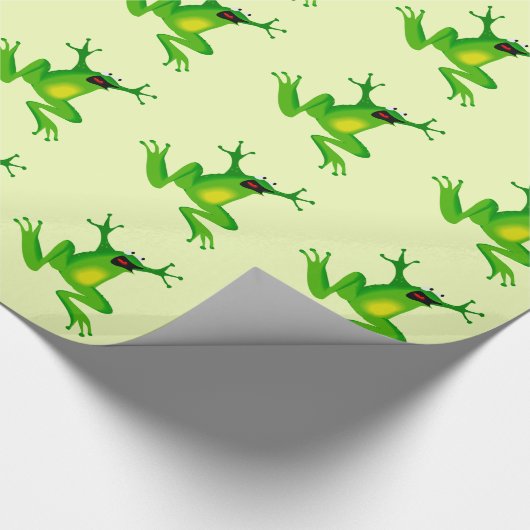 JUMPING GREEN FROG PATTERN GESCHENKPAPIER (Ecke)