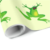 JUMPING GREEN FROG PATTERN GESCHENKPAPIER (Rolleneckpunkt)