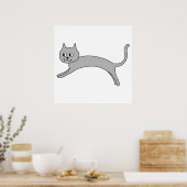 Jumping Grey Cat. Poster (Küche)