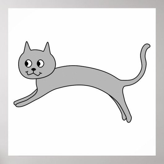 Jumping Grey Cat. Poster (Vorne)