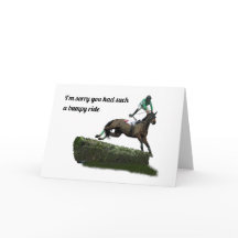 Jumping Horse Jockey Holding Well Card