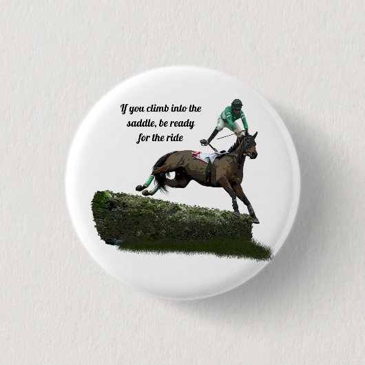 Jumping Horse Jockey in Green Button Button (Vorderseite)