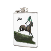 Jumping Horse Jockey in Green Drink Flasche Flachmann (Links)