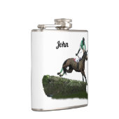 Jumping Horse Jockey in Green Drink Flasche Flachmann (Rechts)