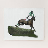 Jumping Horse Jockey in Green Jigsaw Puzzle (Horizontal)
