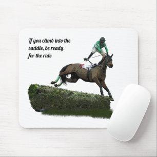 Jumping Horse Jockey in Green Mouse Pad Mousepad