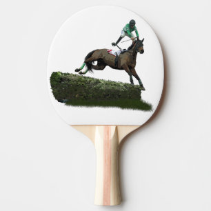 Jumping Horse Jockey in Green Ping Pong Paddle Tischtennis Schläger
