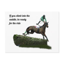 Jumping Horse Jockey in Green Postcard