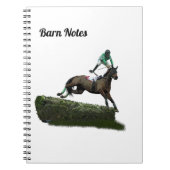 Jumping Horse Jockey in Green Spiral Notebook Notizblock (Vorderseite)