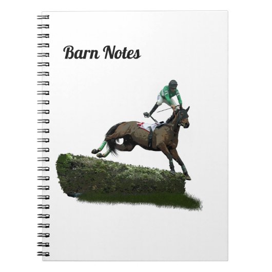 Jumping Horse Jockey in Green Spiral Notebook Notizblock (Vorderseite)