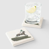 Jumping Horse Jockey in Green Stone Untersetzer (Seitenansicht)