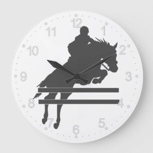 Jumping horse silhouette - Choose background color Große Wanduhr