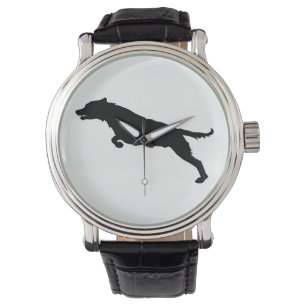 Jumping Hund Silhouette Armbanduhr