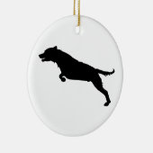 Jumping Hund Silhouette Keramik Ornament (Rechts)