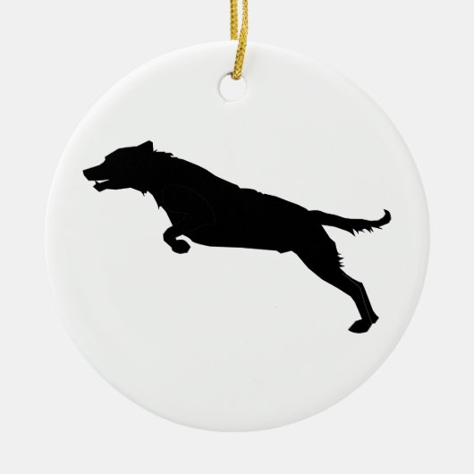 Jumping Hund Silhouette Keramik Ornament (Vorne)