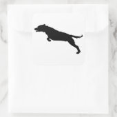 Jumping Hund Silhouette Quadratischer Aufkleber (Tasche)