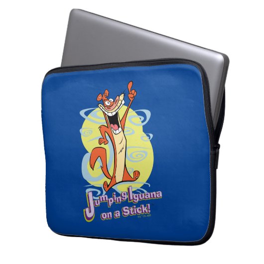 Jumping Igauna auf einem Stick!™ Laptopschutzhülle (Vorderseite Links)