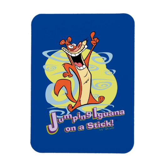 Jumping Igauna auf einem Stick!™ Magnet (Vertikal)