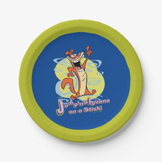 Jumping Igauna auf einem Stick!™ Pappteller (Vorderseite)
