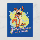 Jumping Igauna auf einem Stick!™ Postkarte (Vorderseite)