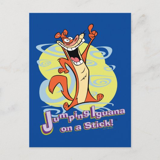 Jumping Igauna auf einem Stick!™ Postkarte (Vorderseite)