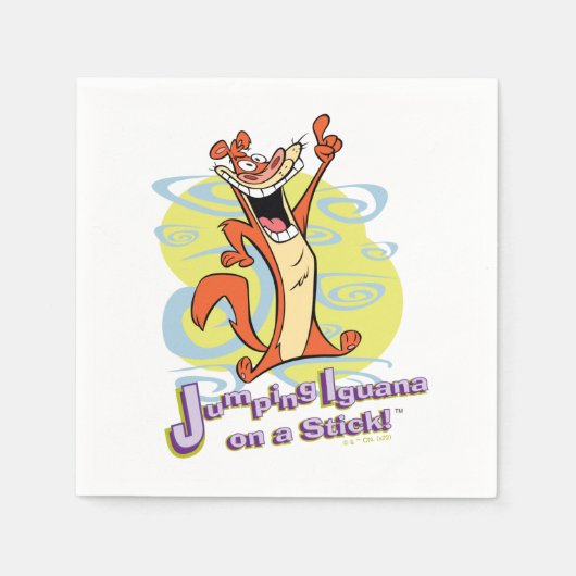 Jumping Igauna auf einem Stick!™ Serviette (Vorderseite)