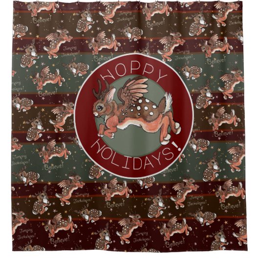 Jumping Jackalope Hoppy Holidays Duschvorhang (Vorderseite)