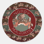 Jumping Jackalope Hoppy Holidays Runder Aufkleber (Vorderseite)