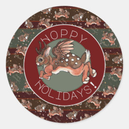 Jumping Jackalope Hoppy Holidays Runder Aufkleber