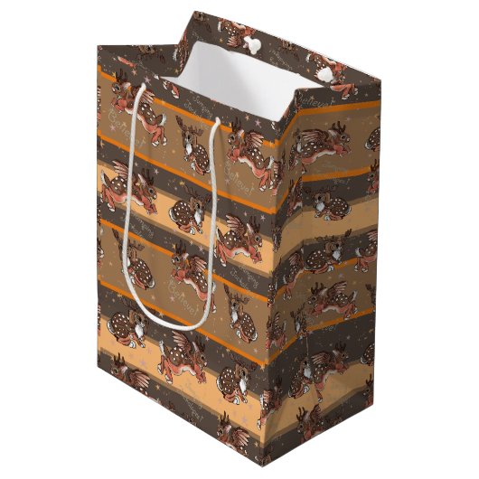 Jumping Jackalope Mittlere Geschenktüte (Vorderseite Schrägansicht)