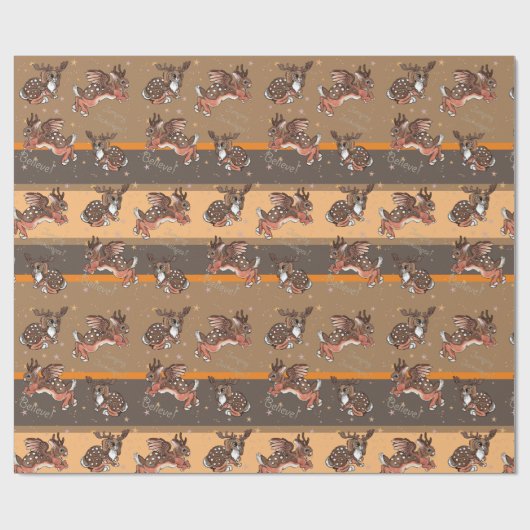 Jumping Jackalope Weihnachts Wrapping Papa Geschenkpapier (Flach)