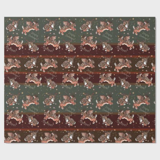 Jumping Jackalope Weihnachts Wrapping Papa Geschenkpapier (Flach)