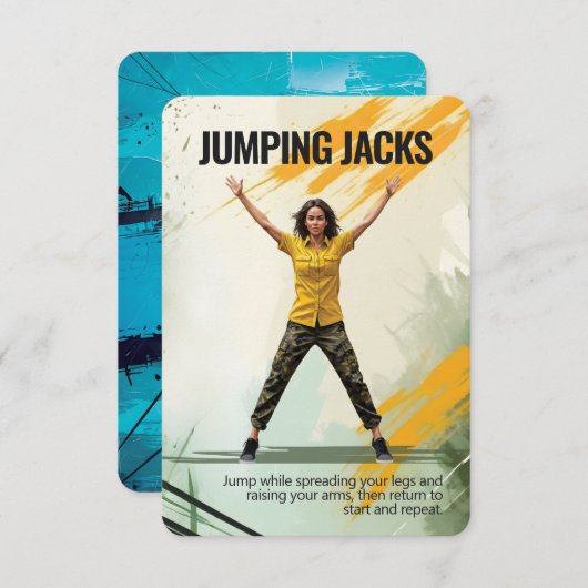 Jumping Jacks Fitness Card mit Blue Backing Save The Date (Vorne/Hinten)