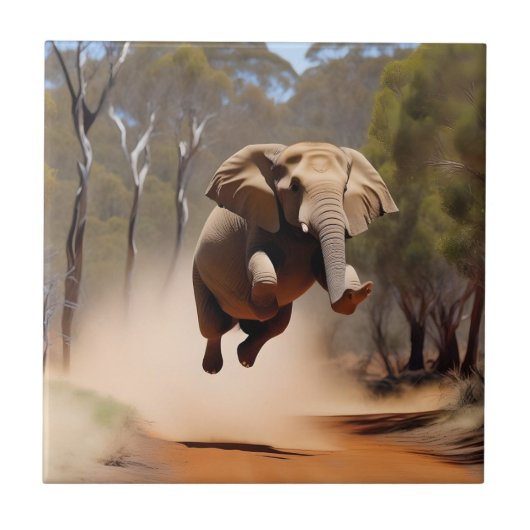 "Jumping Joy: The Animated Elephants' Leap" Fliese (Vorderseite)