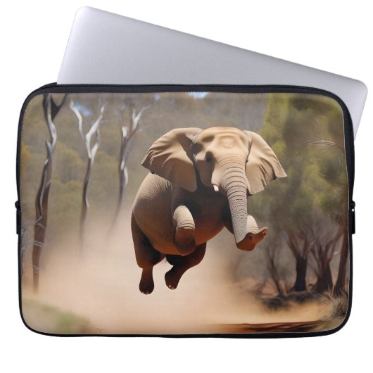 "Jumping Joy: The Animated Elephants' Leap" Laptopschutzhülle (Vorderseite)
