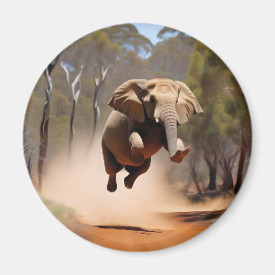 "Jumping Joy: The Animated Elephants' Leap" Magnet