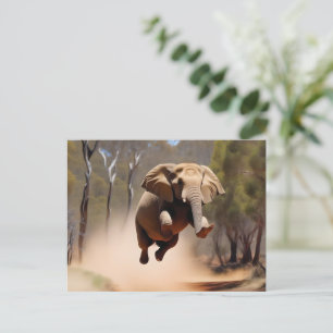 "Jumping Joy: The Animated Elephants' Leap" Postkarte