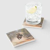 "Jumping Joy: The Animated Elephants' Leap" Steinuntersetzer (Seitenansicht)