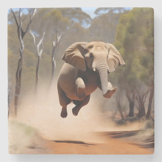 "Jumping Joy: The Animated Elephants' Leap" Steinuntersetzer (Vorderseite)
