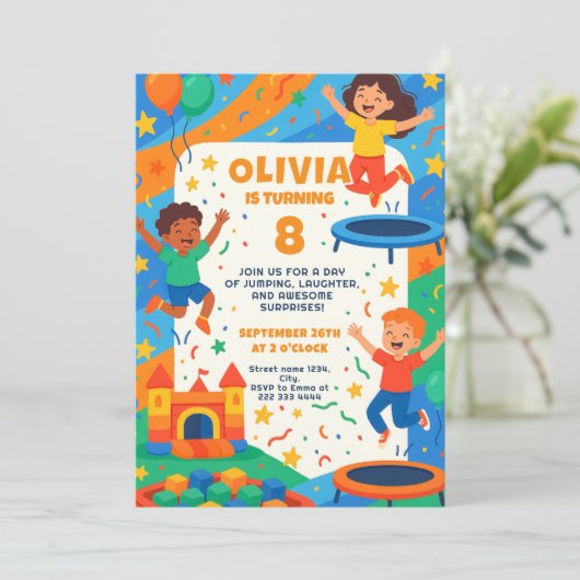 Jumping Jubilee Birthday Bash Extravaganza Einladung (Stehend Vorderseite)