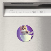 Jumping Kitten in einem Teacup - Katzenmagnet Magnet (In Situ (Geschirrspüler))