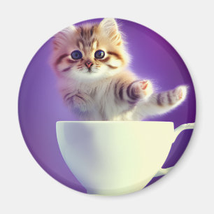 Jumping Kitten in einem Teacup - Katzenmagnet Magnet