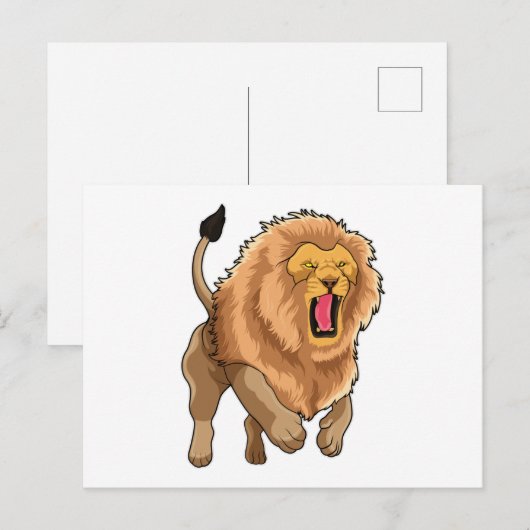 Jumping Lion Postkarte (Vorne/Hinten)