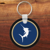 Jumping Marlin auf Dunkelblau Schlüsselanhänger (Vorderseite)