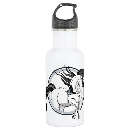 Jumping Out ~ Pferd und Schmetterling Trinkflasche (Vorderseite)