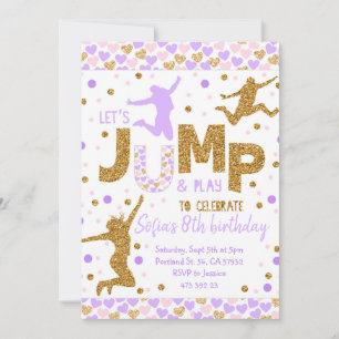 Jumping Party Gold Konfetti Geburtstag Einladung