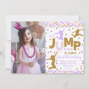 Jumping Party Gold Konfetti Geburtstag Einladung